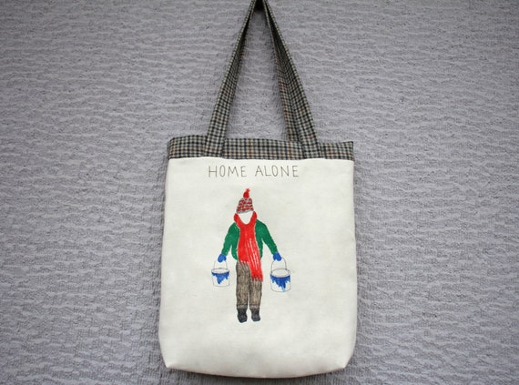 Home alone & έχω και κότερο πάμε μια βόλτα (double face tote bag)