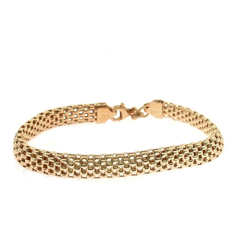 Bracciale maglia coreana piatta placcato oro biancorosagiallo in argento 925\u2030