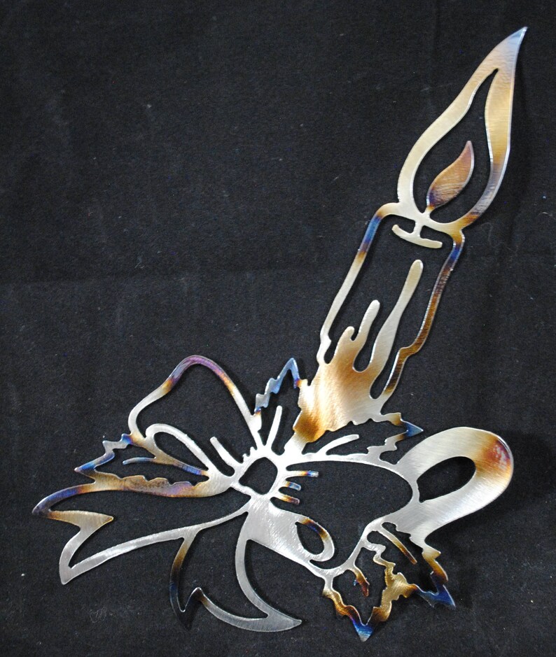 Candle with Bow Tie Christmas Candle Xmas Candle Metal Etsy