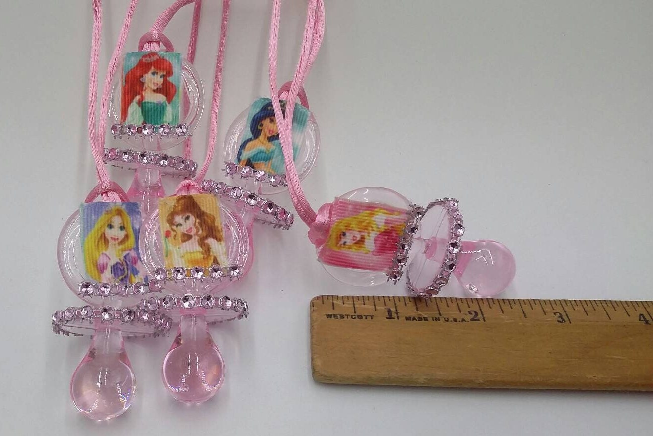 12pcs Baby Shower Disney Princesses Pacifier Necklaces Favors for Girls ...