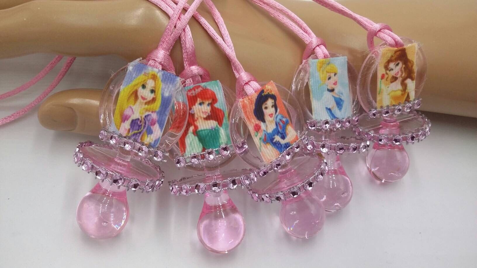 12pcs Baby Shower Disney Princesses Pacifier Necklaces Favors for Girls ...