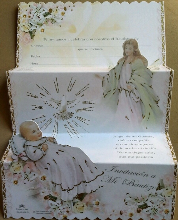A Mi Bautizo Spanish Baptism Christening Invitations – Multicolor Religious Party Favors