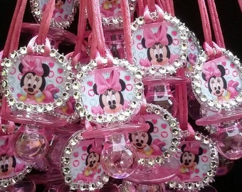 12Pcs Baby Shower Minnie Mouse  Necklaces Favors for Girls, Game Prizes,Recuerdos rocitas,Party, It's a girl