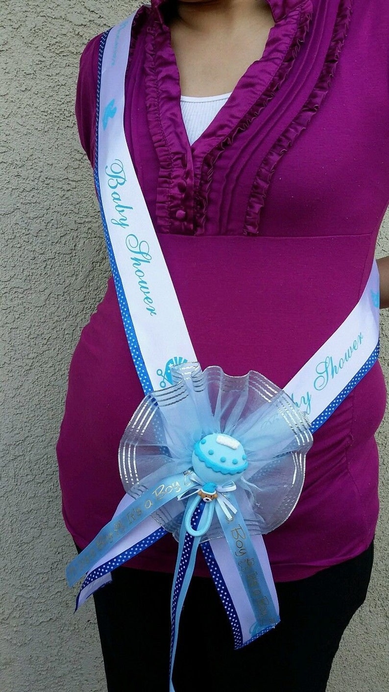 Baby Shower SASH for the Momtobe Blue Boy Pregnant Sash Etsy
