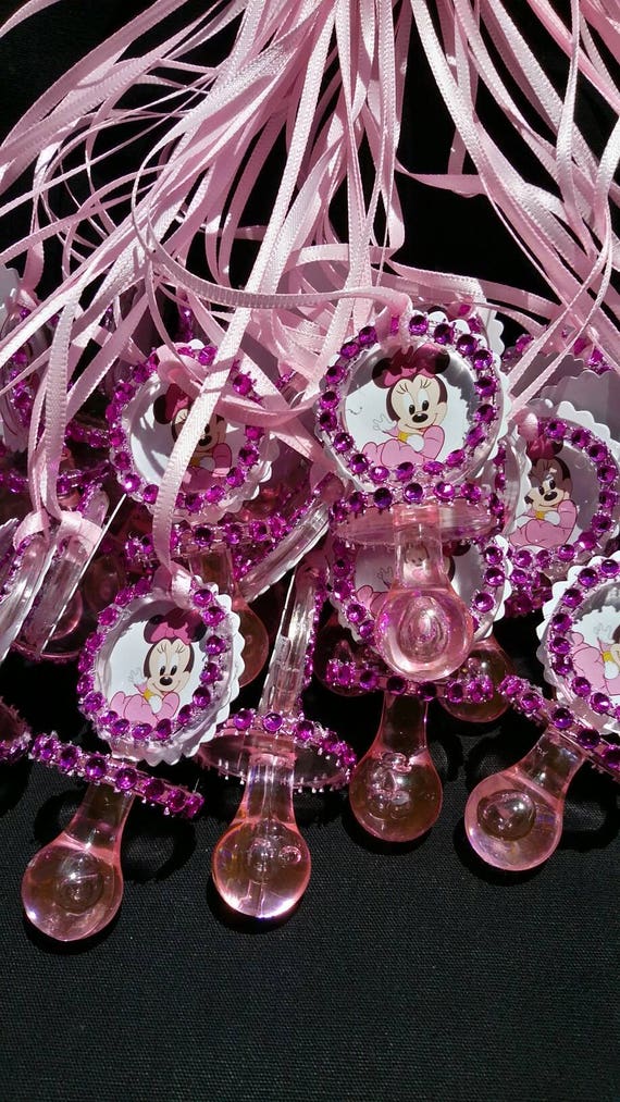 12pcs Baby Shower Minnie Mouse Pacifier Necklaces Favors For Etsy