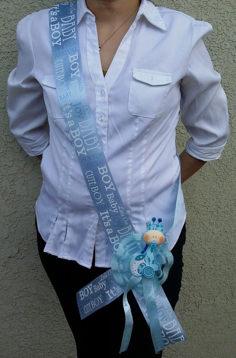 Giraffe Baby Shower SASH for the Momtobe Blue Boy Etsy