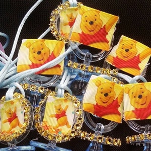 12Pcs Blue Baby Shower WINNIE the POOH Necklaces Favors for Boy, Game Prizes, They&#39;re ready to Ship Today! Pacifier Necklaces