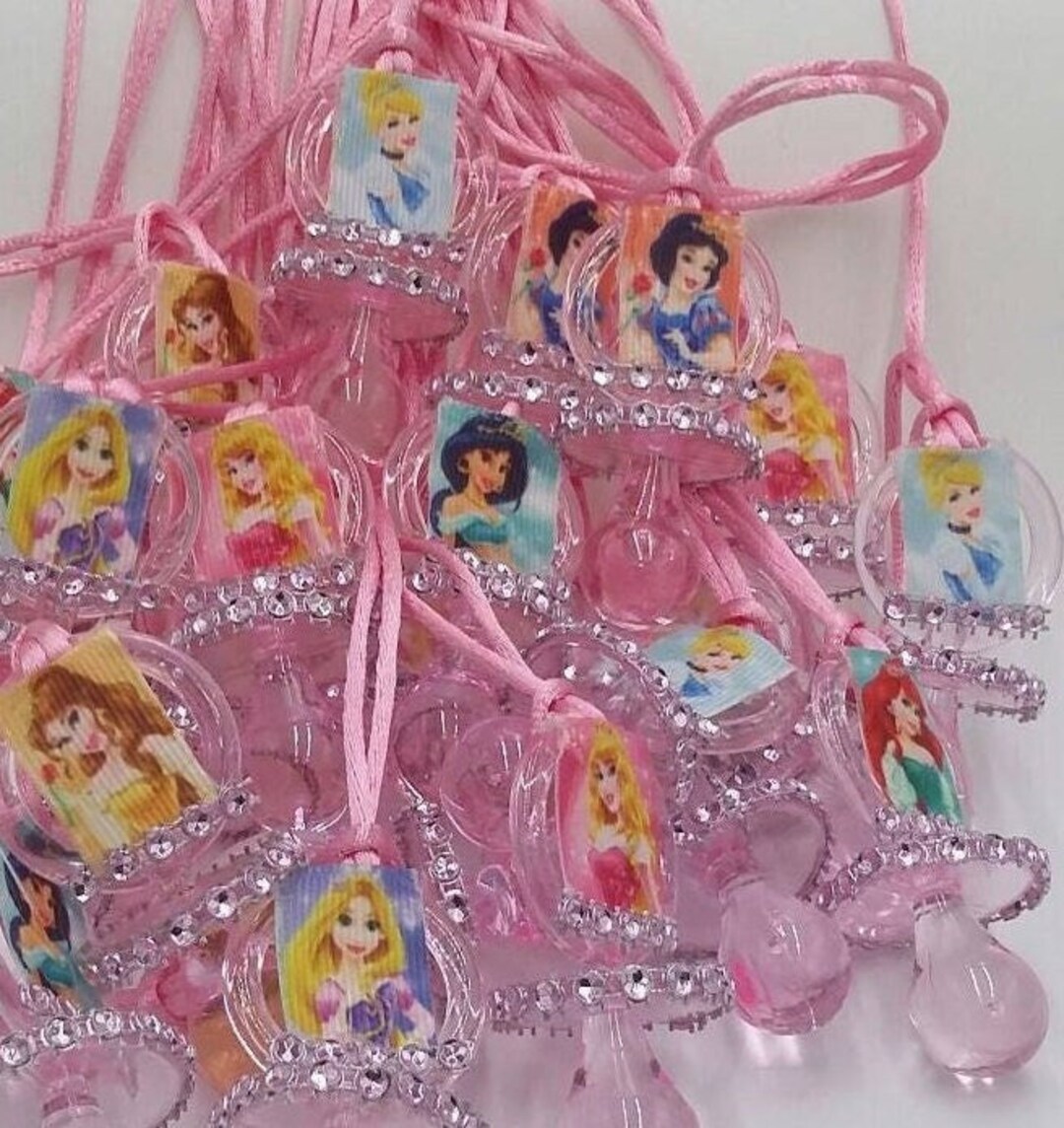 12pcs Baby Shower Disney Princesses Pacifier Necklaces Favors for Girls ...