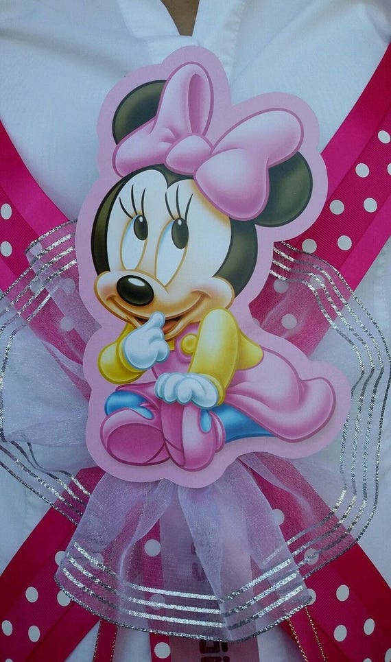 1 Baby Shower Mom To Be Sash With Minnie Mouse Pink Girl Etsy