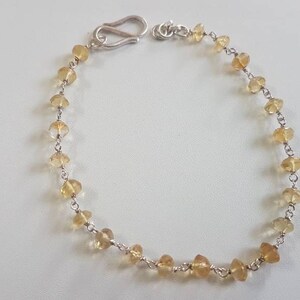 Citrine rosary chain bracelet in sterling silver , natural and handmade with love , citrine brings success and prosperity ,Length- 22cm