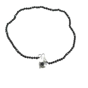 Black Onyx anklet,length -10 inch, 925 silver spaces and silver black onyx charm,4mm round natural gemstone beads,protection from bad energy