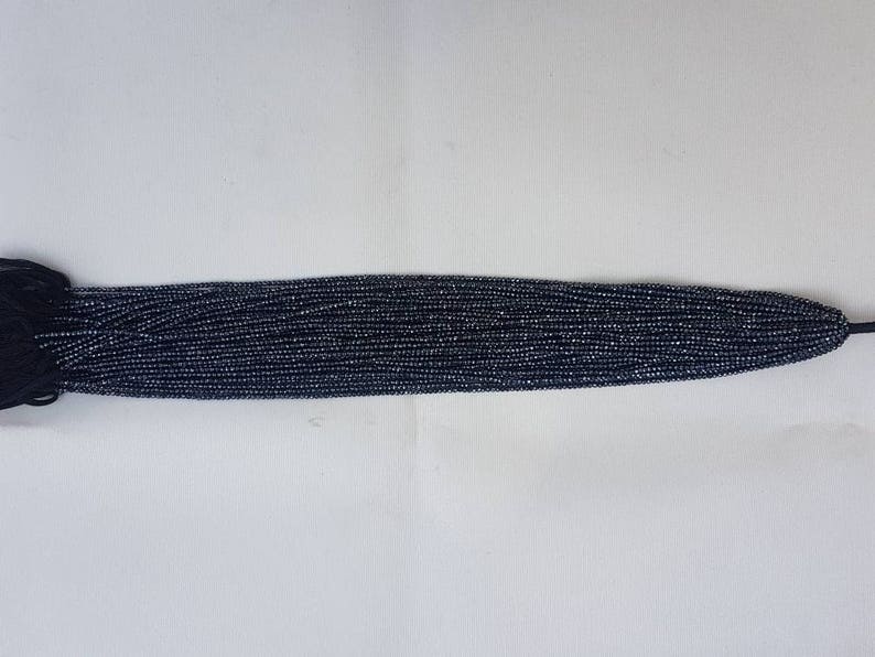 5 strands of BLACK SPINAL grey color coated round facetted beads 2.5mm 13 each