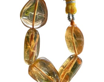 Natural Yellow Citrine Nugget Beads: 13x8 to 21x13mm Approx, Smooth Tumble (pack of 5pc)