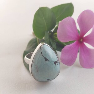 Tibetische Türkis Ring, 925 gestempelt Ring, Sterling Silber Ring, natürlichen Edelstein, Boho Ring, handgefertigt in Indien, Vintage-Kollektion, US-Ring Größe 9
