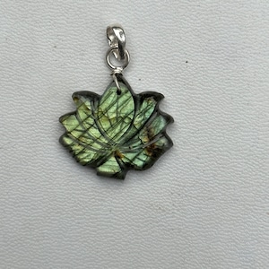 Sterling silver pendant with labradorite handcarved Lotus shape 27x25mm to 30x25mm size range