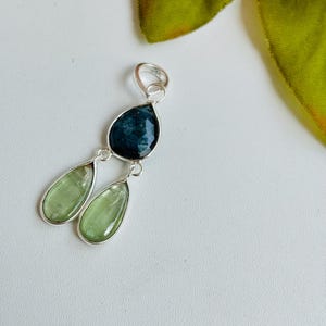 Blue and Green Kyanite elegant pendant,925 Sterling silver,40*10mm size,natural gemstones,best birthday gifts,gifts for her, gift for men