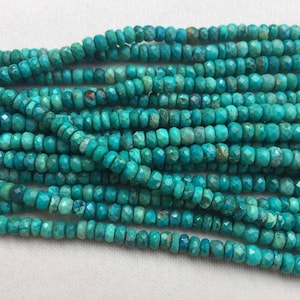 Bead Chrysocolla rondelle faceted 3.5 to 5mm 16&quot; each graduated