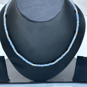 Beaded necklace ice quartz beads 4mm with copper heishi beads with silver polish and silver lock with silver polish 925%