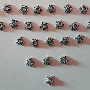 BEADCAP, STERLING SILVER Rondelle Star 6x3 pk/12