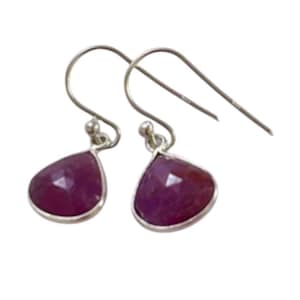 rare and natural Ruby earrings,925 sterling silver,14*11*5mm size,teardrop cut stone,silver ear wire,light weight gift earrings,gift for her