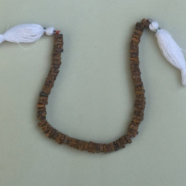 3 strands of Marium Fossil square beads 5-6mm each 8"