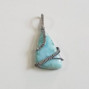Sterling silver 92.5 purity Larimar pendant with carved antique finish , natural and beautiful