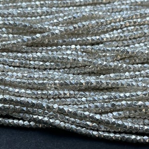 Silver beads faceted nuggets 2.5x2mm size - 8&quot; length , total pieces : 110 approx.