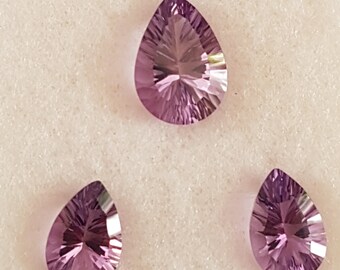 3 Pieces of DARK AMETHYST PEARS Facetted Conclave Cut