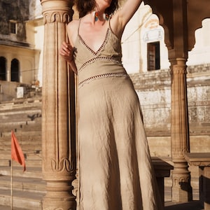 Vestido de algodón orgánico: vestido de ceremonia de diosa, vestido vikingo celta