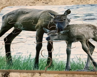 8 x 10 wooden Animal Jigsaw preschool deer Montessori puzzle
