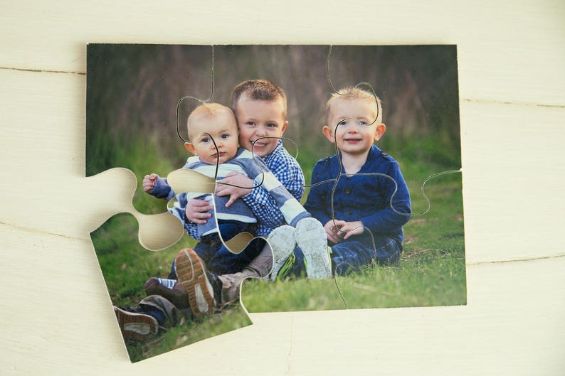 Puzzle en bois personnalisé 4 x 6 po. avec 6 pièces Puzzle personnalisé fait main pour enfants, puzzle photo en bois, cadeau de Noël personnalisé image 1