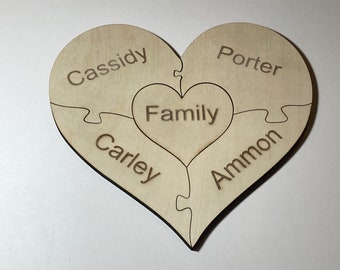 Personalized Wooden Family Heart Puzzle: Unity Gift