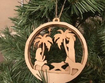 Multi layered wooden Nativity ornament (handmade)