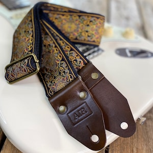 The Limited Edition "Rubicon" Air Guitar Strap, Woven, Thick Leather Ends, Personalisation, Custom Engraving and Logo Options