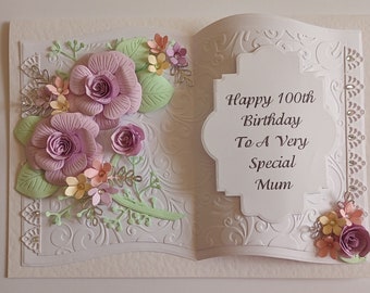 Handmade Personalised Keepsake Luxury Birthday Card, Open Book, 60th.80th.100th. Mum,Nan,Sister,Mom,Daughter,Aunty