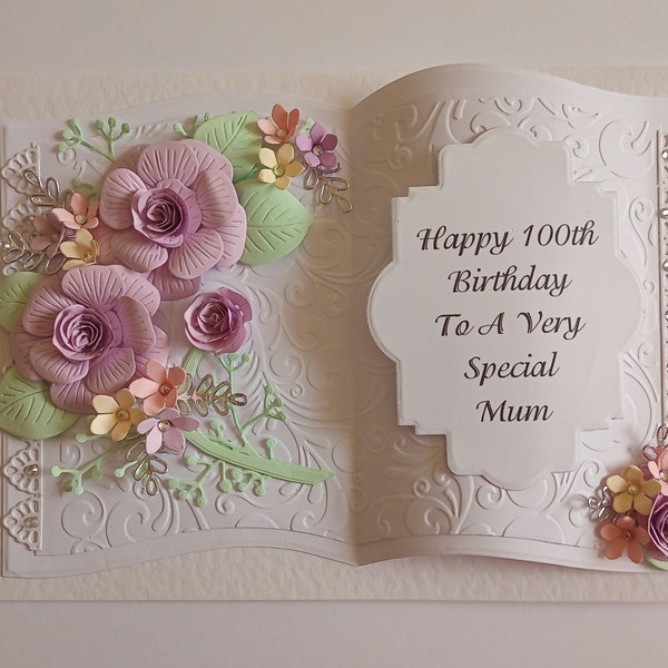 Handmade Personalised Keepsake Luxury Birthday Card, Open Book, 60th.80th.100th. Mum,Nan,Sister,Mom,Daughter,Aunty