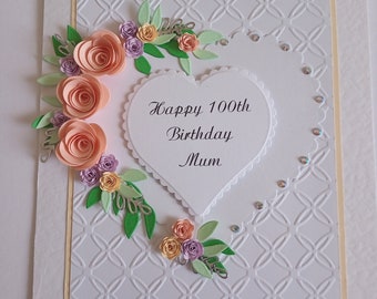 Handmade Personalised Luxury Card, Mum,Mom,Nan,Sister,Wife,Daughter,Dad,100th,90th,80th,60th,50th,40th,Birthday, Anniverary,Mother's Day