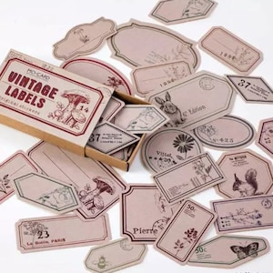 Vintage self-adhesive paper labels
