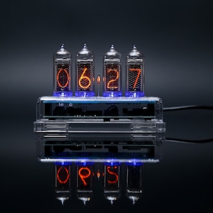 IN-14 Nixie tube Clock assembled with ENCLOSURE and adapter 4-tubes by MILLCLOCK image 1