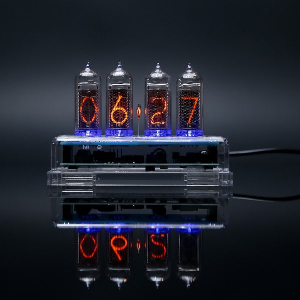 IN-14 Nixie tube Clock assembled with ENCLOSURE and adapter 4-tubes by MILLCLOCK