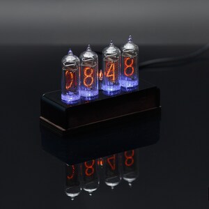 Nixie Tube Clock IN-14 tube classic wood and black case 4-tubes Gift Idea for Dad Husband Boyfriend Vintage Style by MILLCLOCK image 2