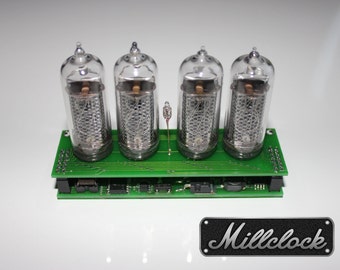 IN-14 Nixie tube Clock assembled with adapter 4-tubes by MILLCLOCK w/out enclosure retro