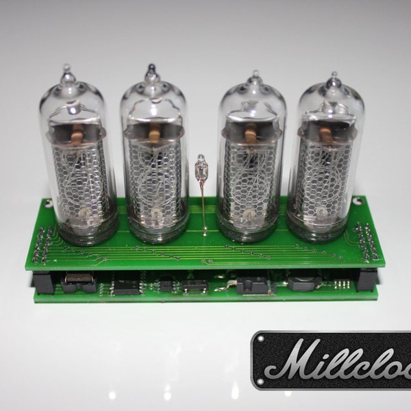 IN-14 Nixie tube Clock assembled with adapter 4-tubes by MILLCLOCK w/out enclosure retro