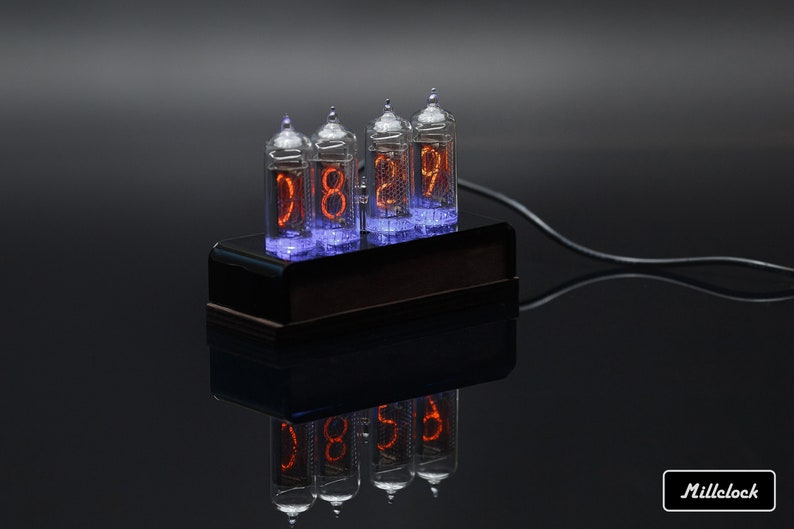 Nixie Tube Clock IN-14 tube classic wood and black case 4-tubes Gift Idea for Dad Husband Boyfriend Vintage Style by MILLCLOCK image 7