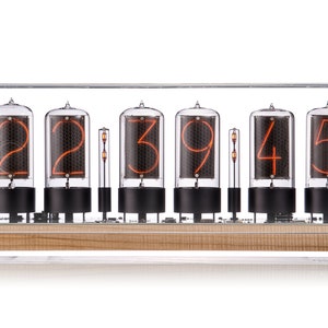 Easy Replaceable ZIN-70 Nixie tube Clock assembled with walnut base and and glass cover z568m size image 4