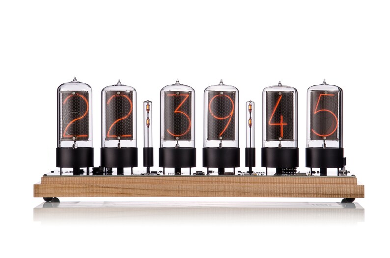 Easy Replaceable ZIN-70 Nixie tube Clock assembled with walnut base and and glass cover z568m size image 3