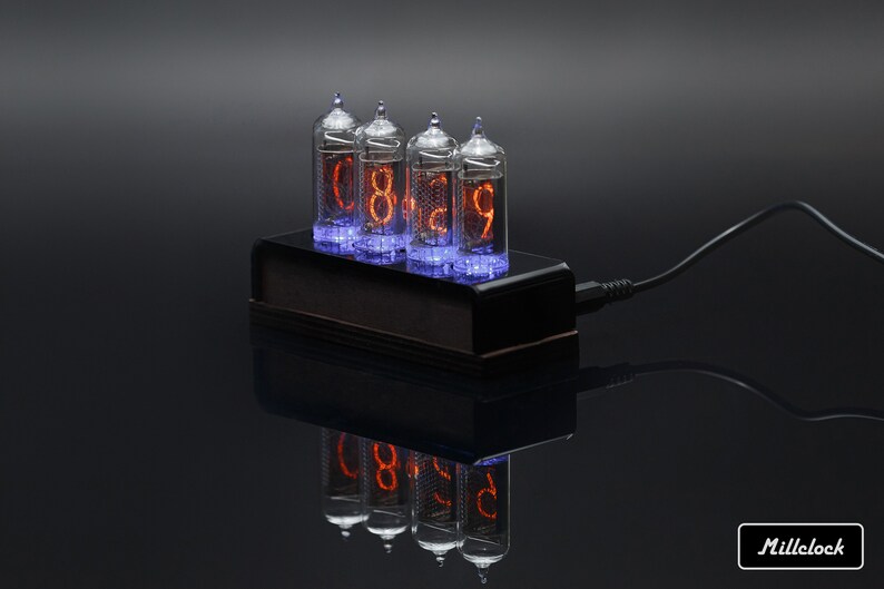 Nixie Tube Clock IN-14 tube classic wood and black case 4-tubes Gift Idea for Dad Husband Boyfriend Vintage Style by MILLCLOCK image 5