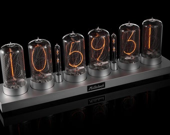 ZIN-70 Authentic Nixie Tubes Clock in Classic Silver Aluminum Case Modern Design | Retro Table Office Clock | Christmas Holiday Gift