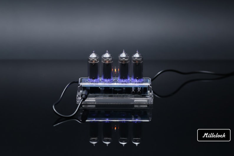 IN-14 Nixie tube Clock assembled with ENCLOSURE and adapter 4-tubes by MILLCLOCK image 4