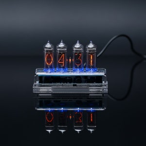 IN-14 Nixie tube Clock assembled with ENCLOSURE and adapter 4-tubes by MILLCLOCK image 3